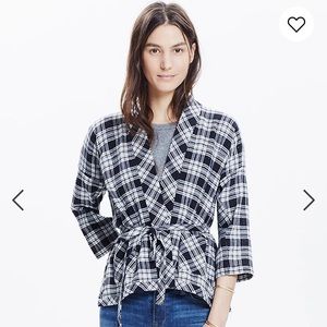 Madewell Kimono Wrap Jacket in Rigby Plaid